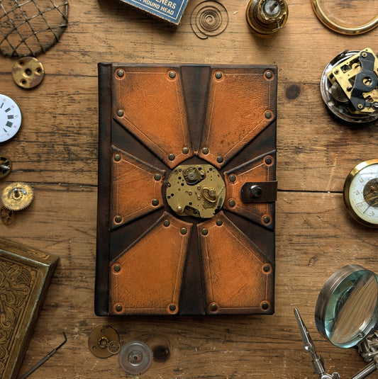 Jurnal Steampunk din Piele și Elemente Mecanice Funcționale