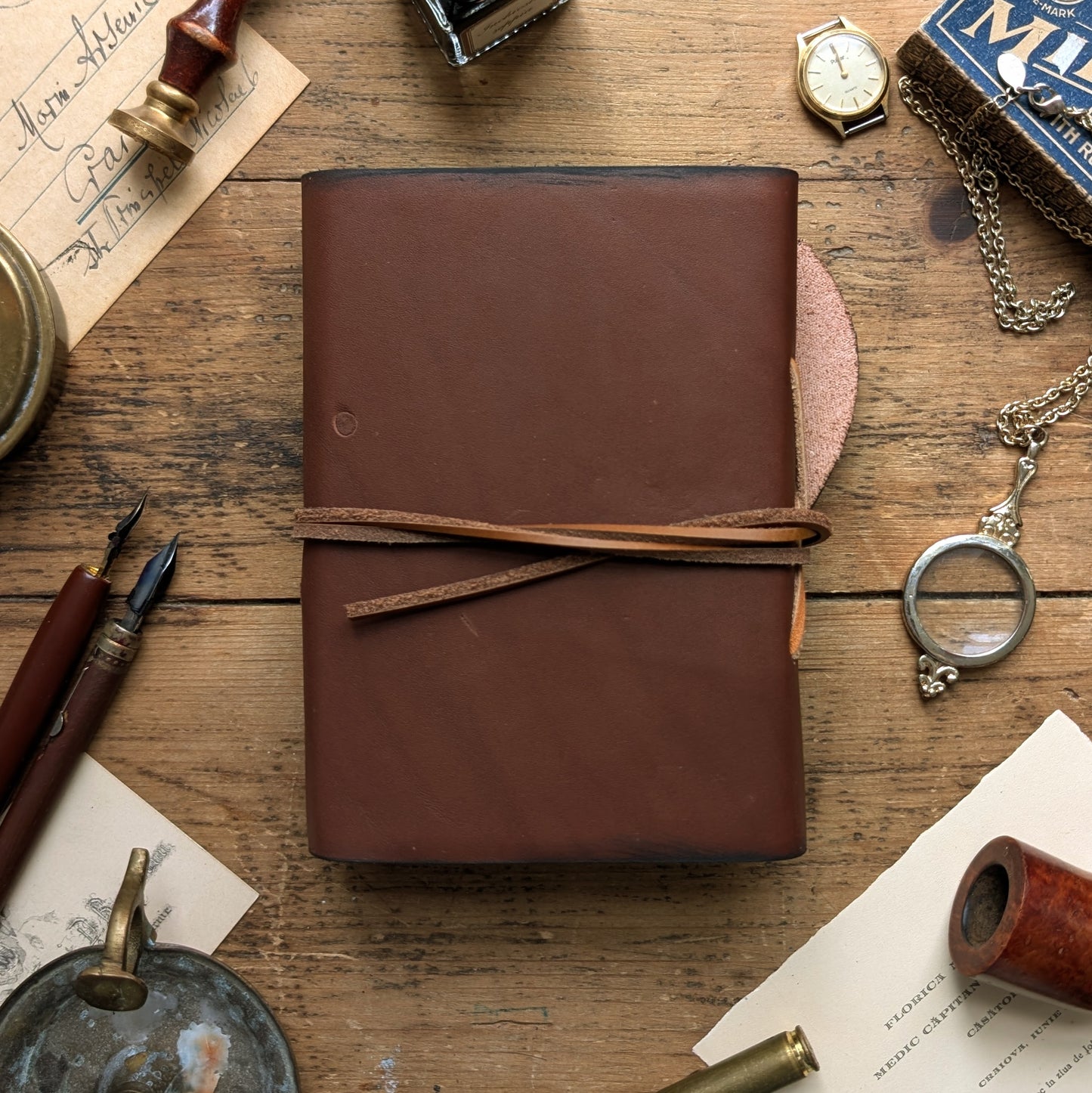 Jurnal din Piele Naturală cu Copertă Vintage - A6