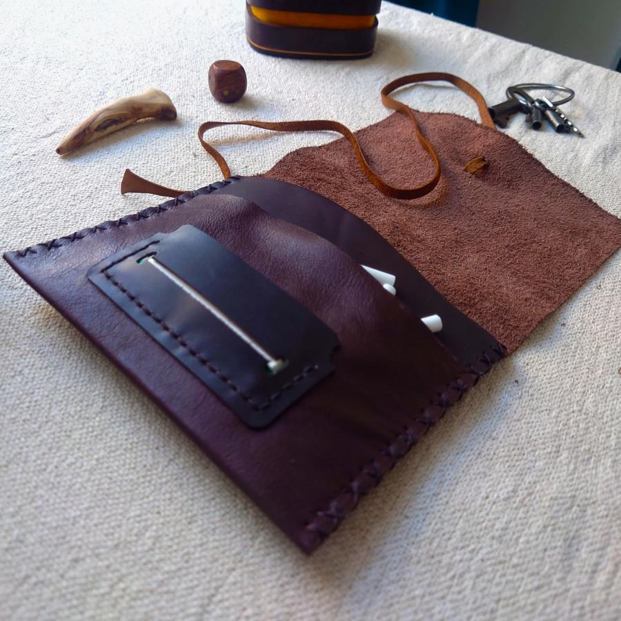 Portofel din Piele Naturală pentru Tutun cu Șnur